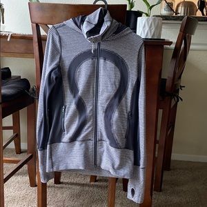 Lululemon striped Zip up sweater size M